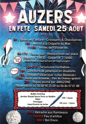 Fête d'Auzers le samedi 25 août